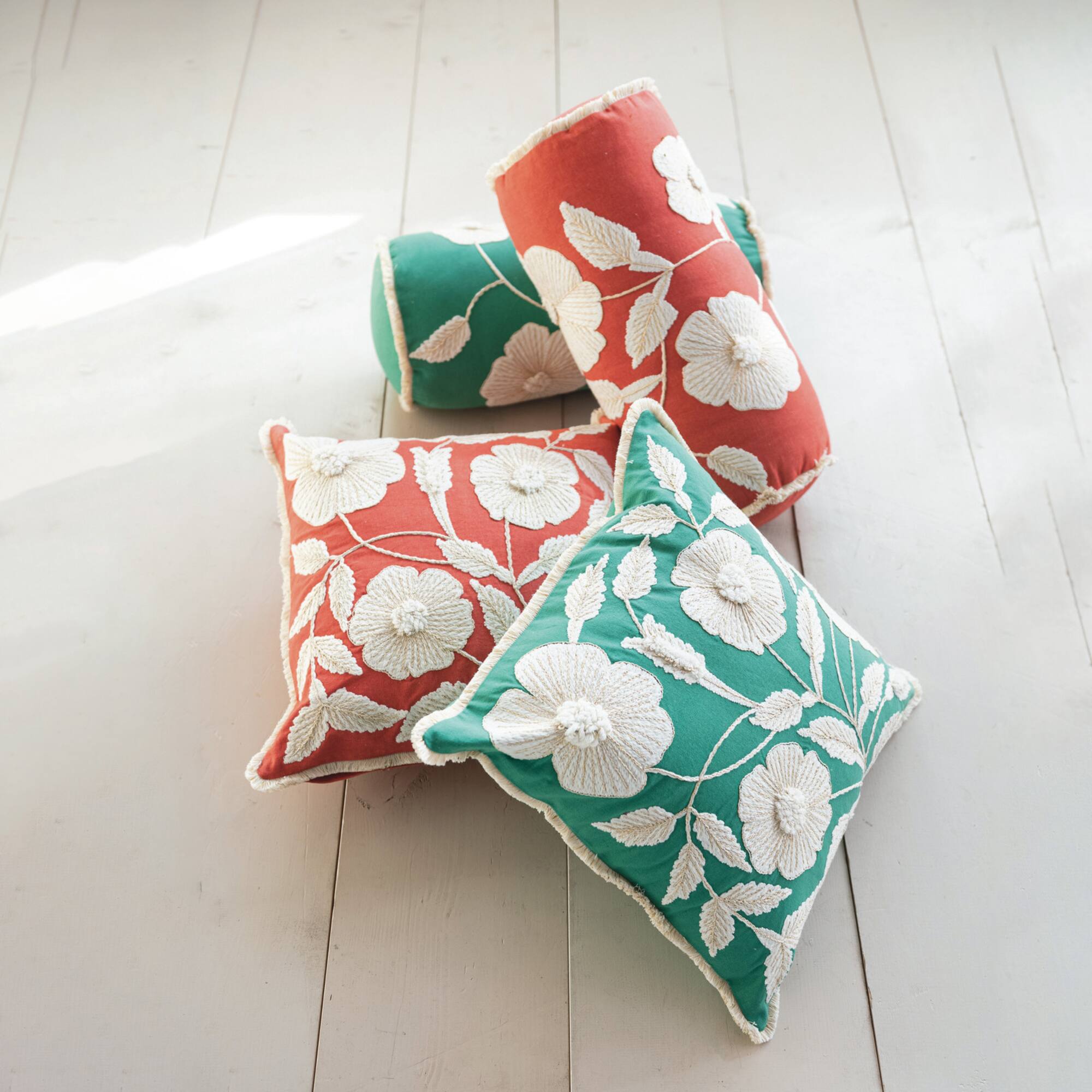 Hello Honey® Enchanted Garden Embroidered Bolster Pillow Set